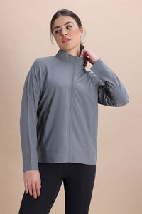 Zelocity Quick Dry Relaxed Fit Gym & Training Jacket - Foggy Grey — thumbnail 2